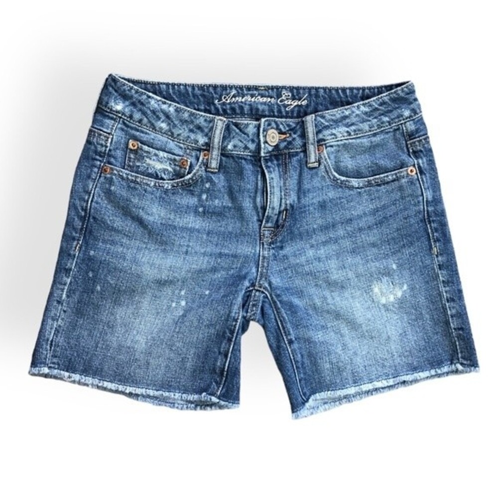 American Eagle Distressed Frayed Hem Denim Shorts